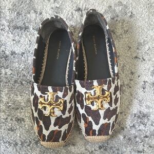 Tory Burch Brown and Black Animal Print Flats